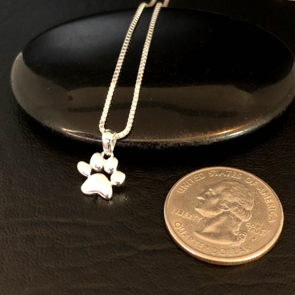 Sterling Silver Paw Print Necklace - Picture 5 of 8
